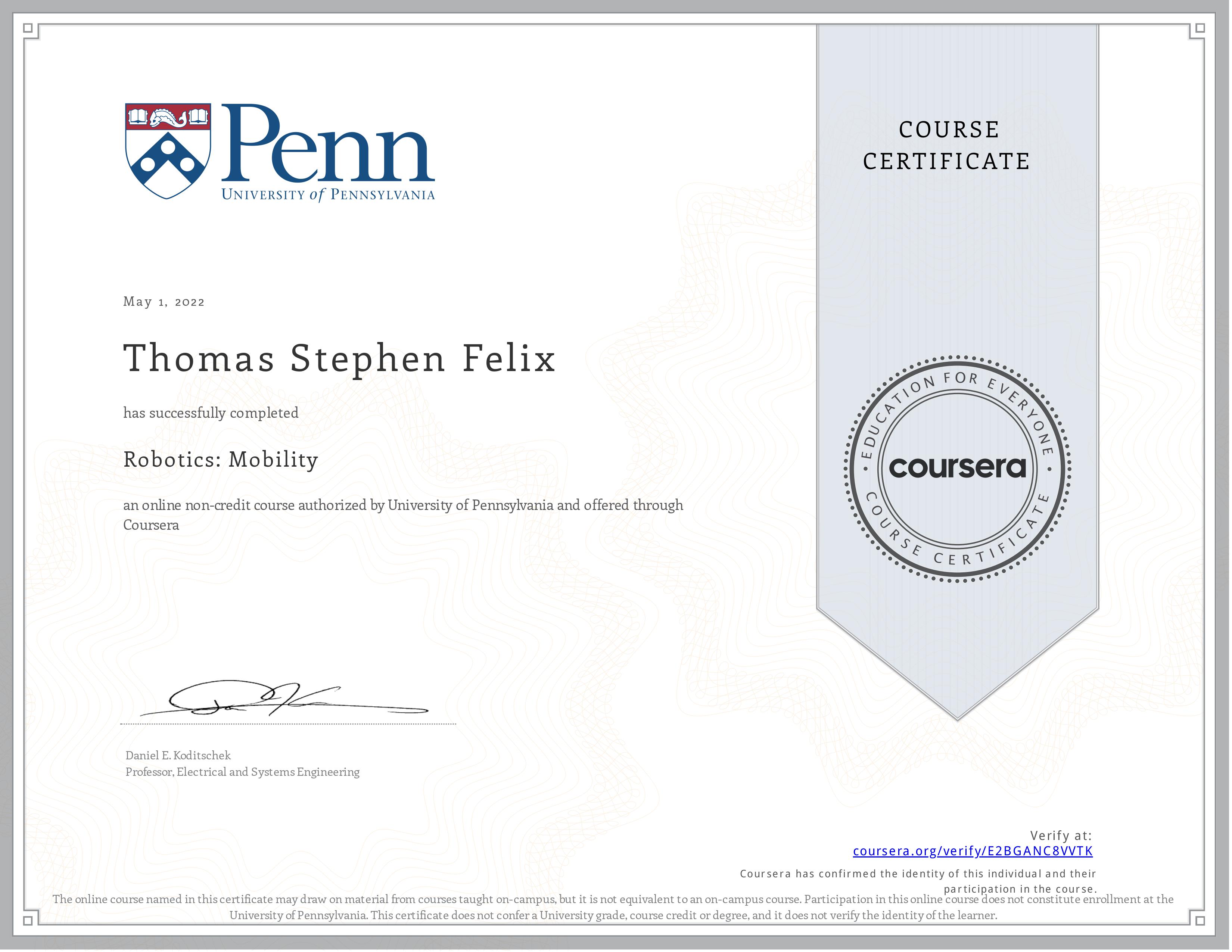 Coursera certificate
